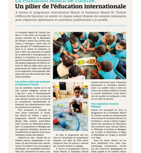 Jeune Afrique magazine shared informations about Turkish Maarif Foundation Schools in its latest issue.🗞️📰